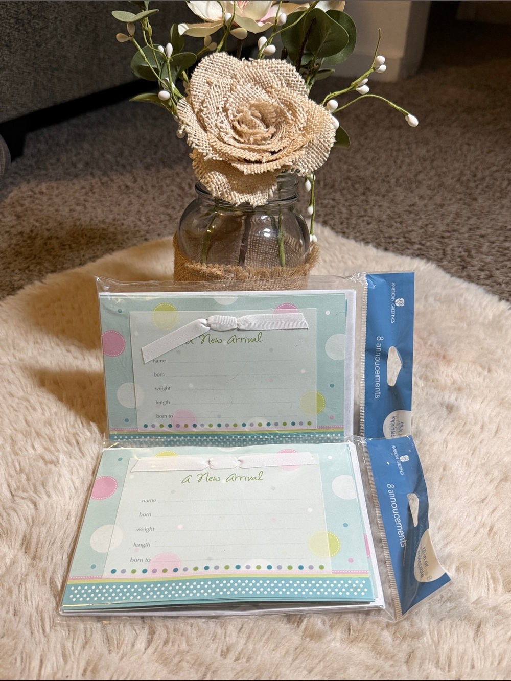 ✨American Greeting Baby New Arrival Announcement Cards - Pastel Polka Dot✨